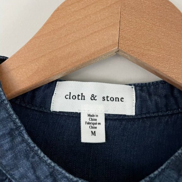 Anthropologie Cloth & Stone Chambray Long Sleeve Popover Top Size Medium - Picture 3 of 6